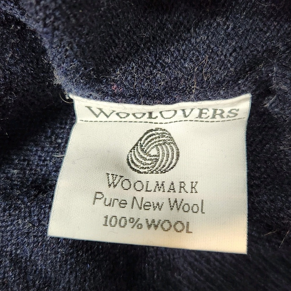 Woolovers Mens Pure Lambswool Vee Neck Argyle Size Medium Navy/Red Pullover Prep - Picture 4 of 5